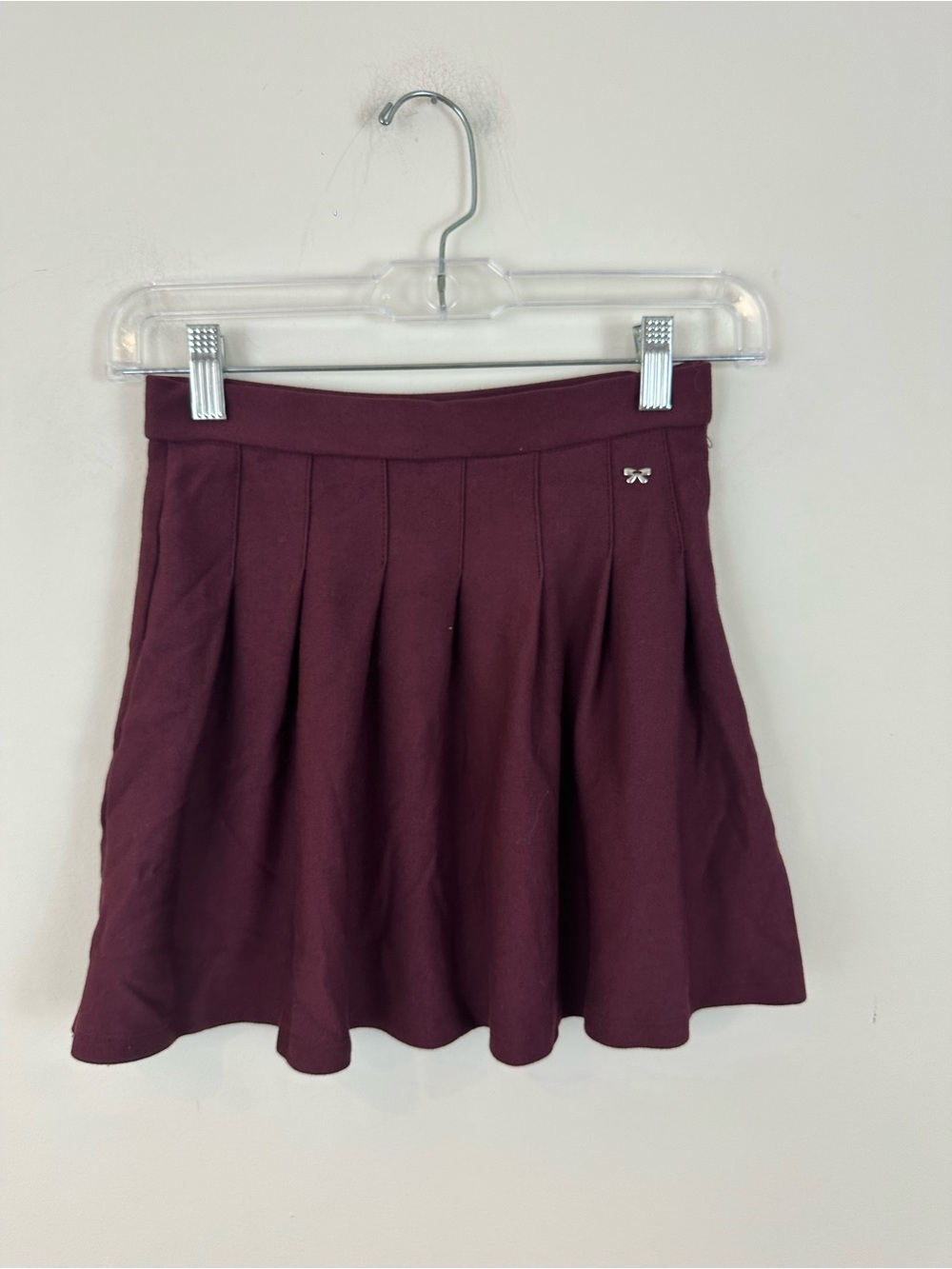 Zara Girl's Maroon Pleated Skirt Elastic Waist Size 9 Women's